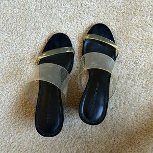 Clean band black suede block heel sandals. Size 6. Super comfy and easy to match